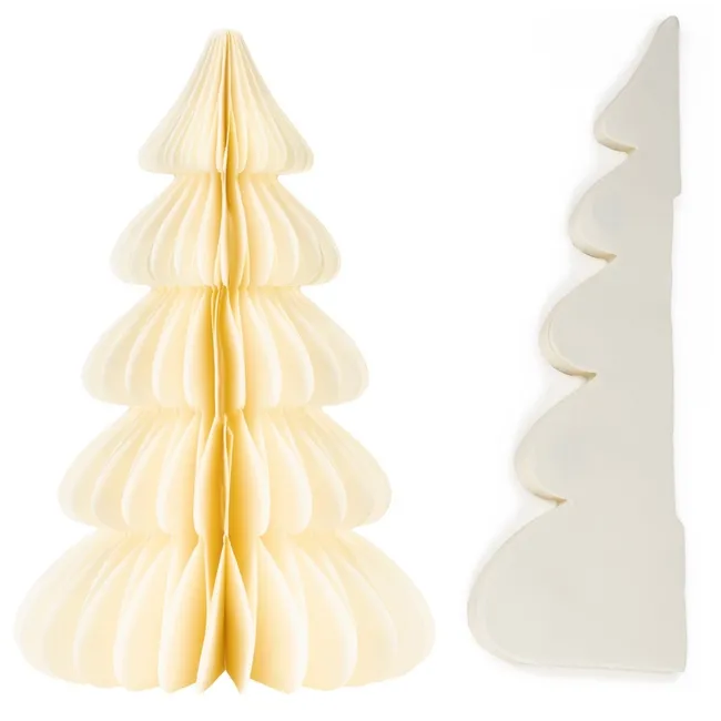 Papierowa choinka 18 cm ozdoba świąteczna dekoracja 3D z magnesem ecru