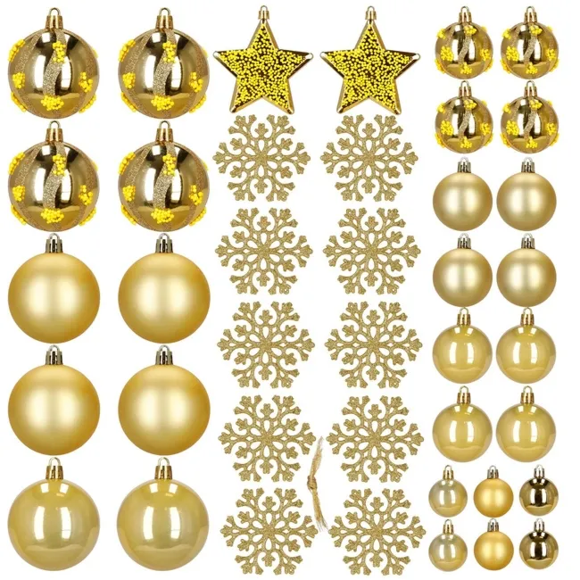 Bombki choinkowe 40 szt. zestaw dekoracji świątecznych, nietłukące, złote