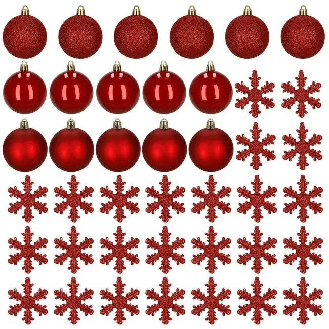 Bombki choinkowe 40 szt. zestaw dekoracji świątecznych, nietłukące, czerwone