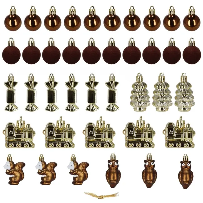 Bombki choinkowe 40 szt. zestaw dekoracji świątecznych, nietłukące, brązowy, złoty, biały