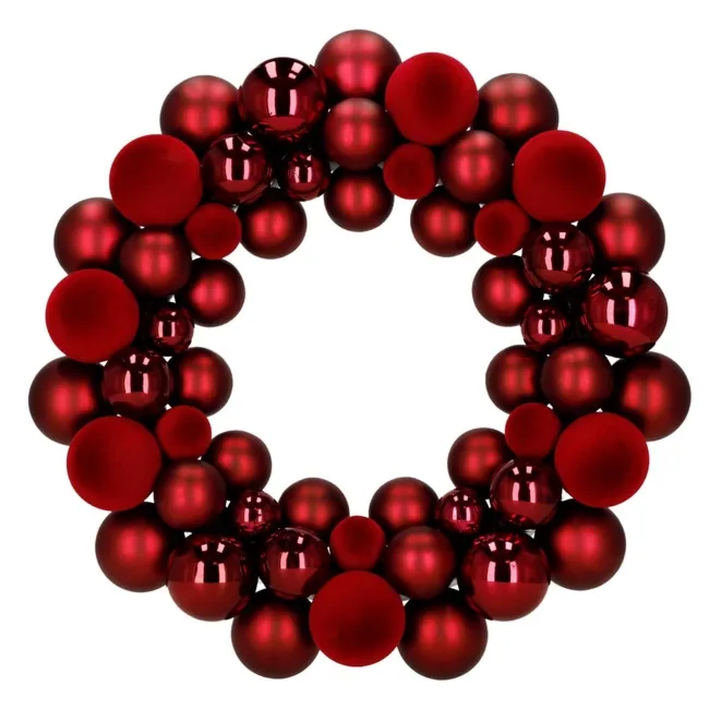 Wieniec świąteczny z bombek, wianek na drzwi 34 cm, stroik czerwony