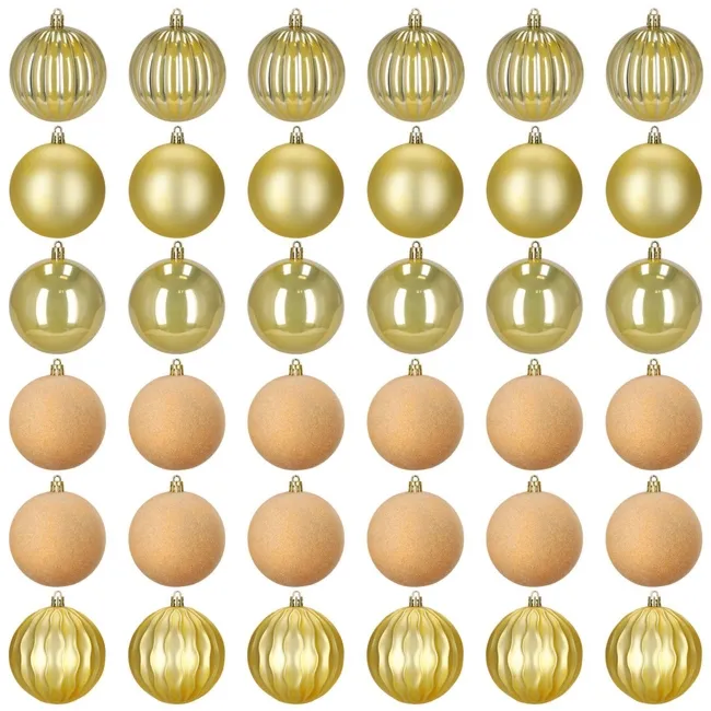 Bombki choinkowe 36 szt. zestaw dekoracje świąteczne ozdoby nietłukące złote
