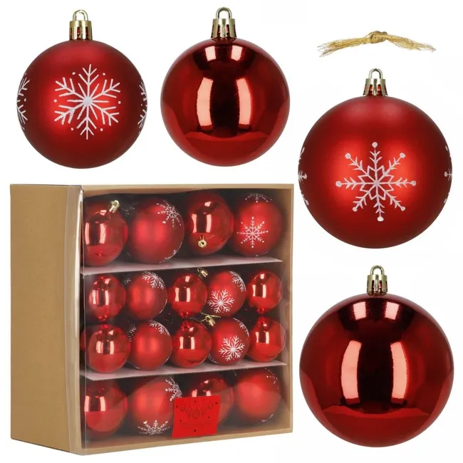 Bombki choinkowe 36 szt. zestaw dekoracje świąteczne ozdoby nietłukące czerwone