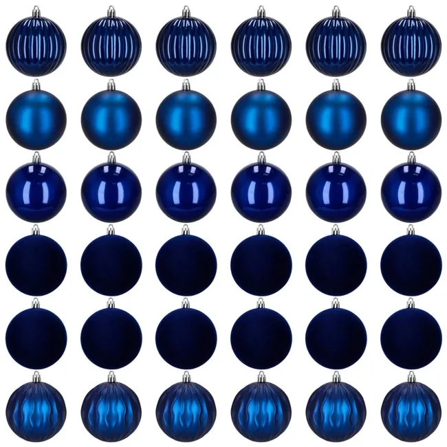 Bombki choinkowe 36 szt. zestaw dekoracji świątecznych, nietłukące, granatowe