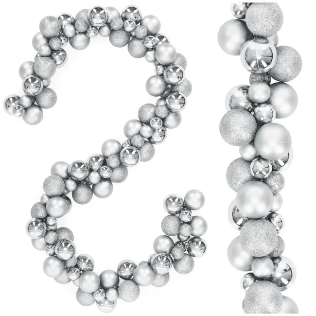 Girlanda świąteczna 160 cm łańcuch z bombek 130 szt. srebrne