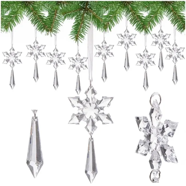 Zawieszki choinkowe kryształki sopelki na choinkę 13 cm ozdoby choinkowe 10 szt.