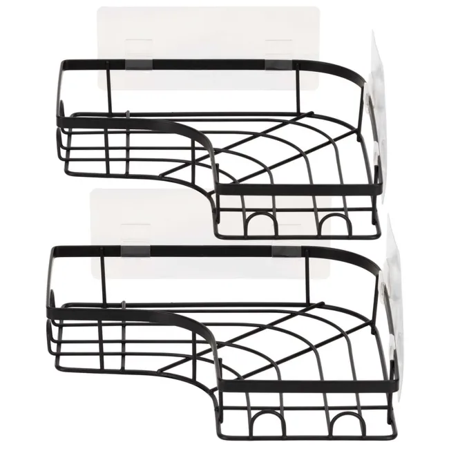 Półka łazienkowa, pod prysznic, wisząca zestaw 2 szt. narożna czarna