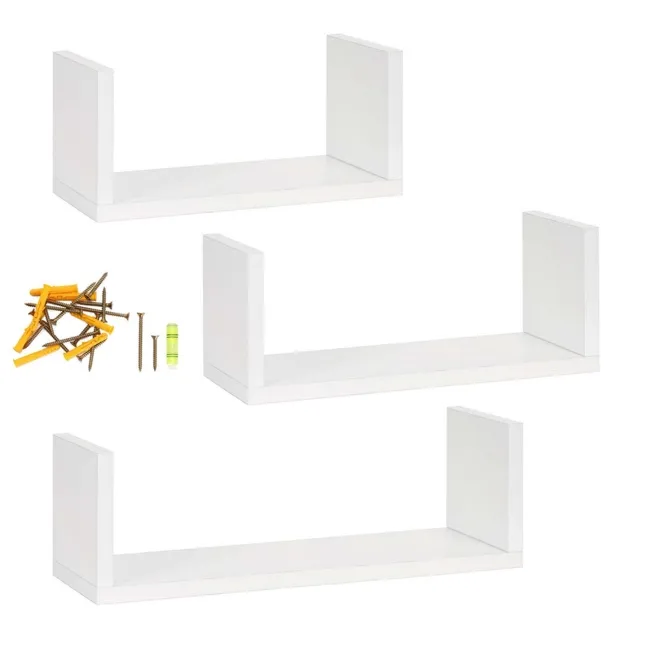 Półki ścienne 3 szt. na przyprawy, książki półki wiszące nowoczesne białe