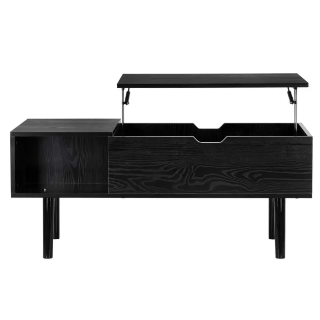 Stolik kawowy z podnoszonym blatem i schowkiem, ława do salonu 100x50x43 cm czarny