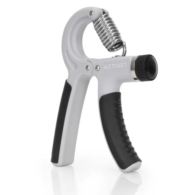 Ściskacz do rąk z regulacją oporu 20-50 kg do ćwiczeń dłoni, rehabilitacji szaro-czarny