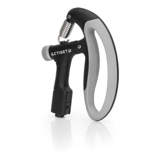 Ściskacz do rąk z regulacją oporu 10-100 kg licznik ruchu, do ćwiczeń dłoni, rehabilitacji szaro-czarny