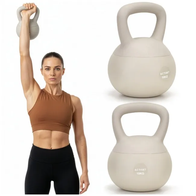 Kettlebell miękki 10 kg kula odważnik hantla ciężar do ćwiczeń fitness, beżowy