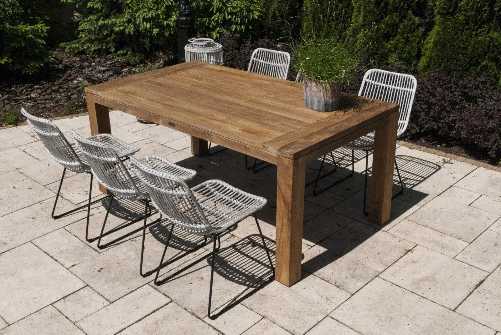 Meble ogrodowe zestaw NIMES XI 6 os. Vimine naturalne drewno teak - rattan