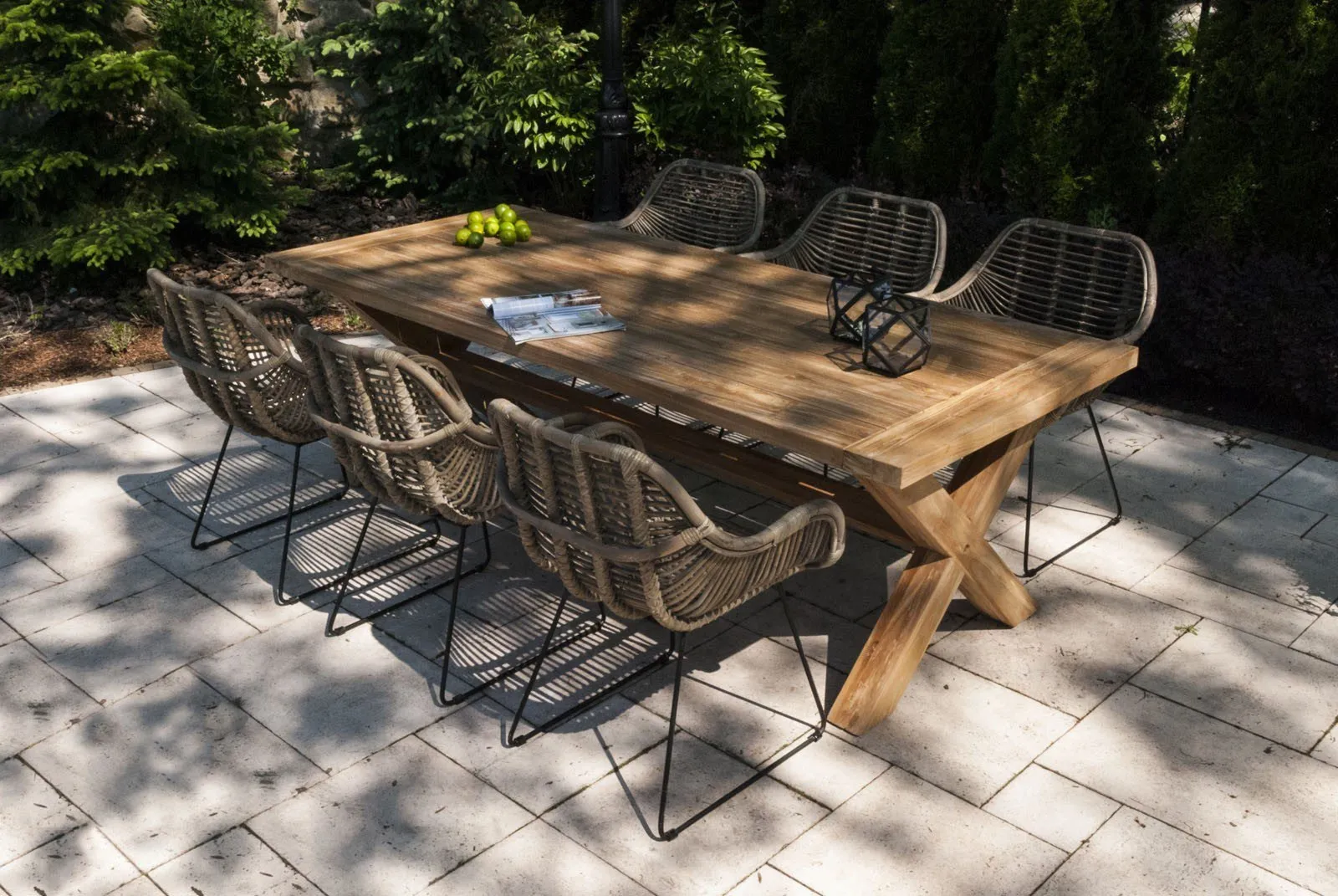 Meble tarasowe LYON VI 6 os. Vimine naturalne drewno teak - rattan