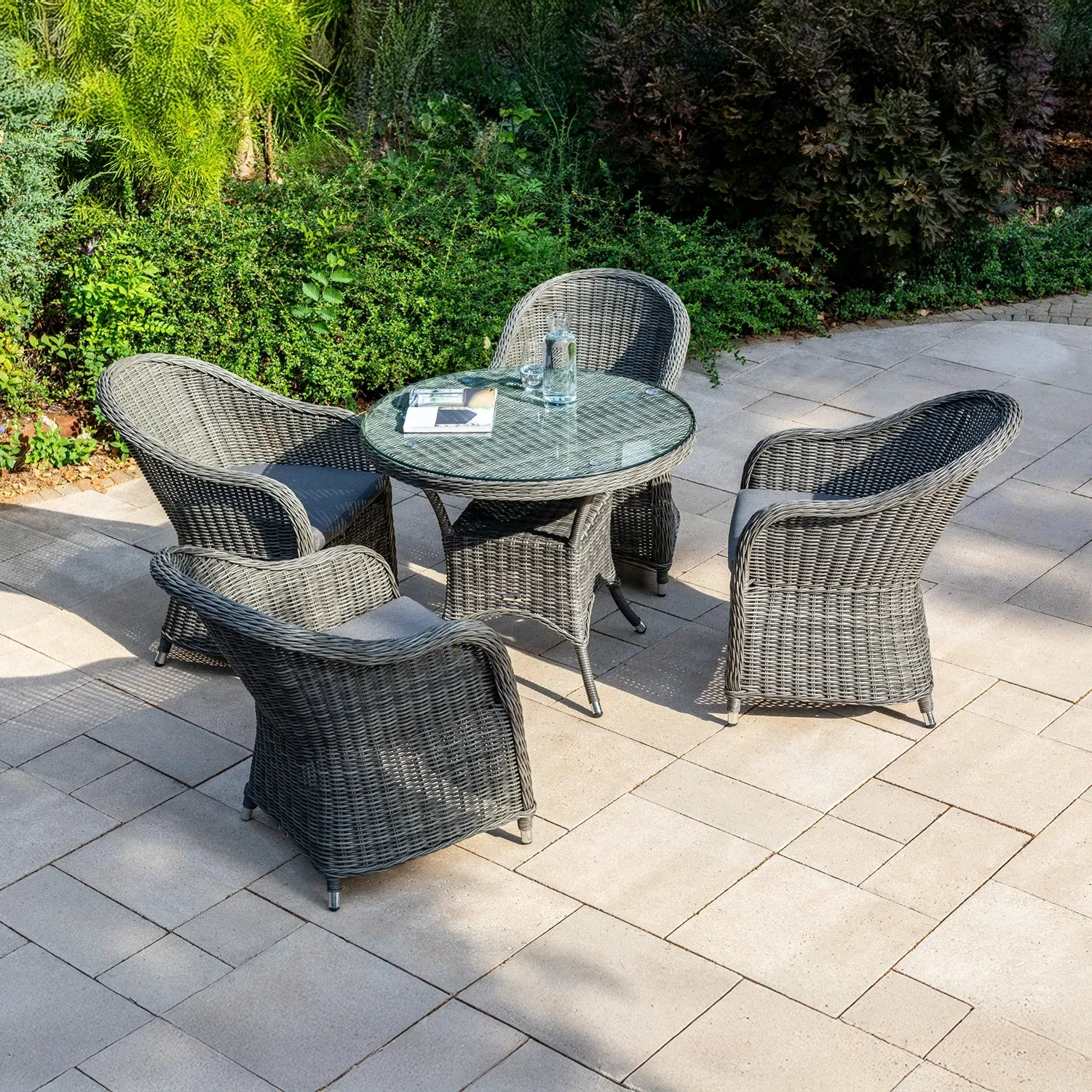Stolik okrągły ogrodowy z fotelami FILIP II + Leonardo  Oltre royal szary technorattan