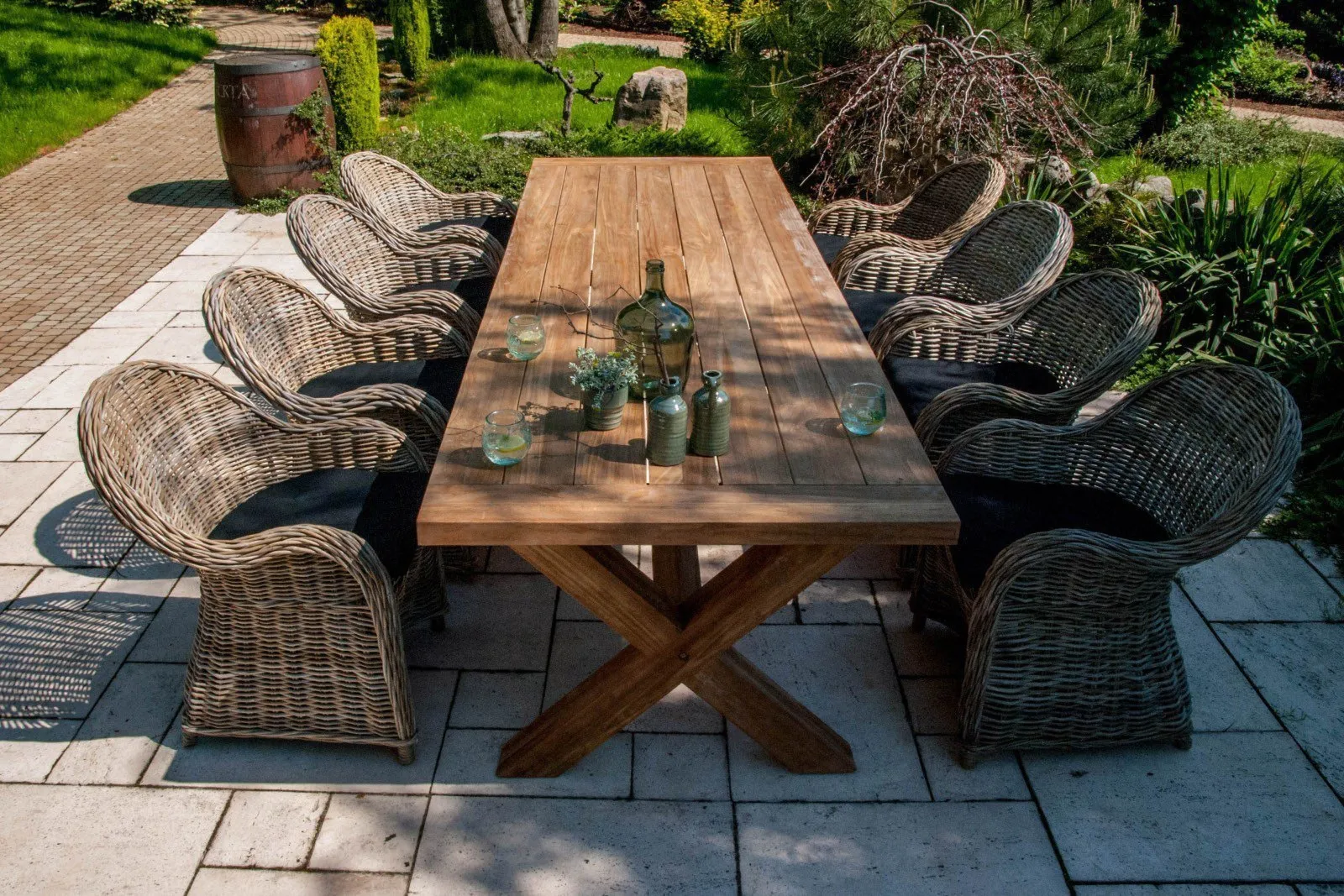 Meble naturalne tarasowe LYON II  Vimine naturalne drewno teak - rattan