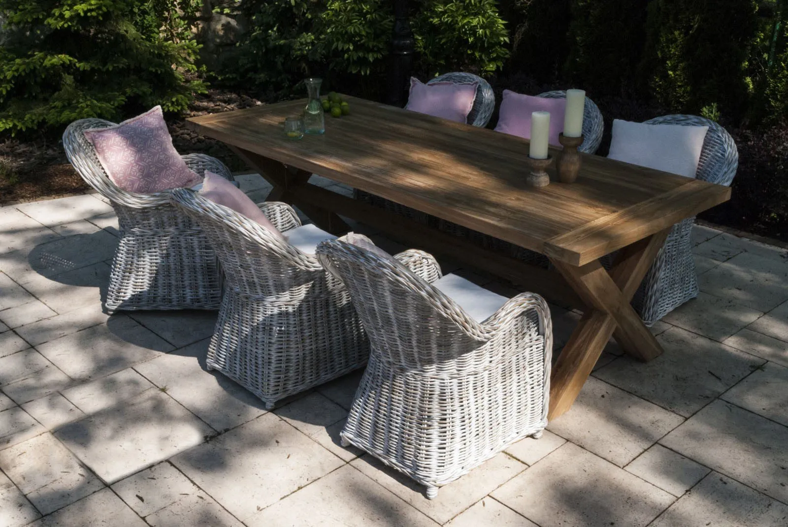 Meble naturalne tarasowe LYON V  Vimine naturalne drewno teak - rattan