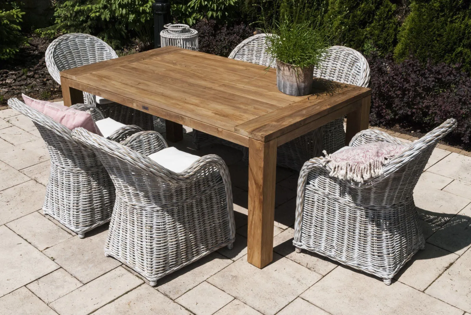 Meble naturalne tarasowe NIMES III  Vimine naturalne drewno teak - rattan