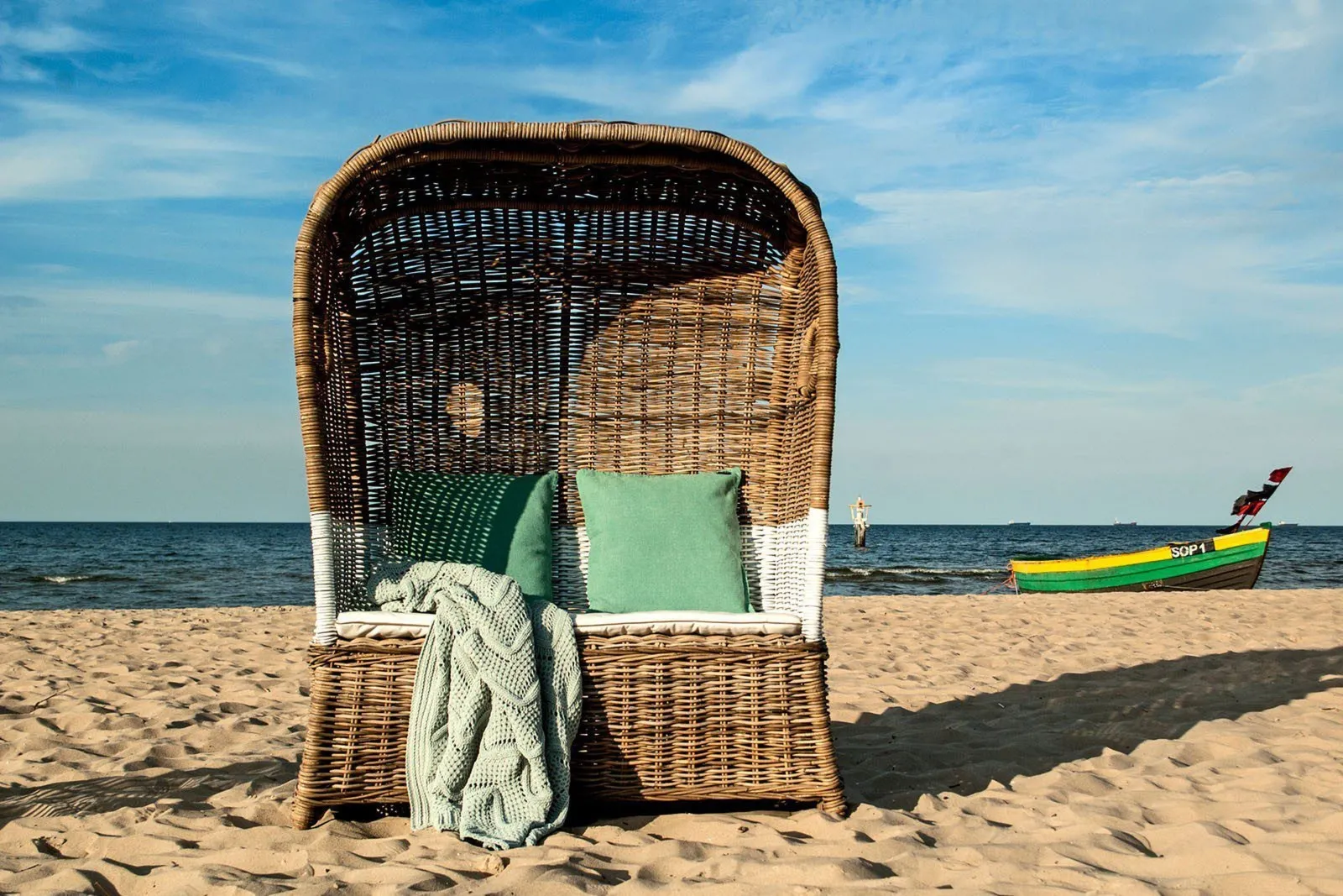 Kosz rattanowy plażowy ST-TROPEZ  2 osobowy Vimine naturalne rattanowy