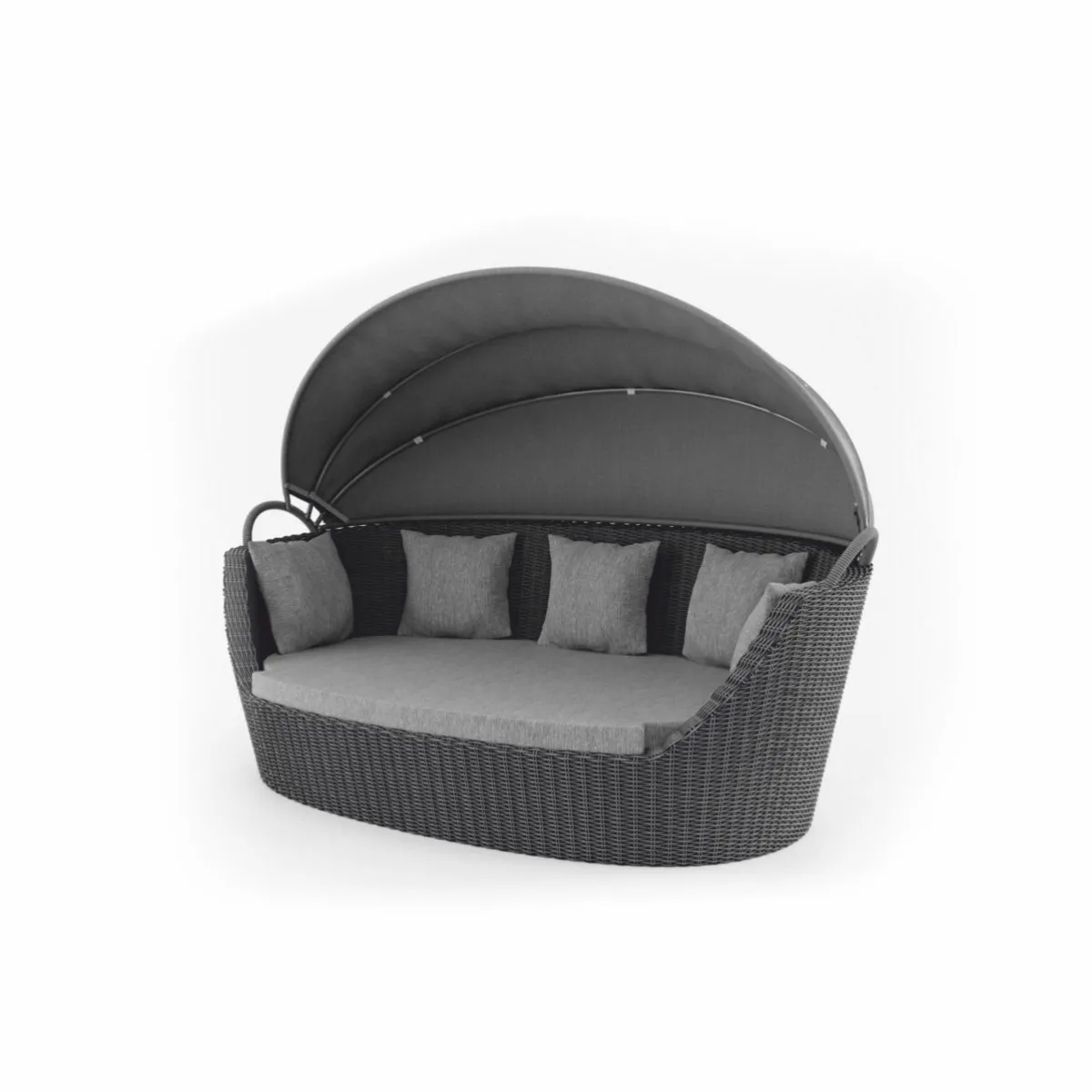 Sofa ogrodowa z baldachimem PORTOFINO  210x140 Oltre royal szara technorattan