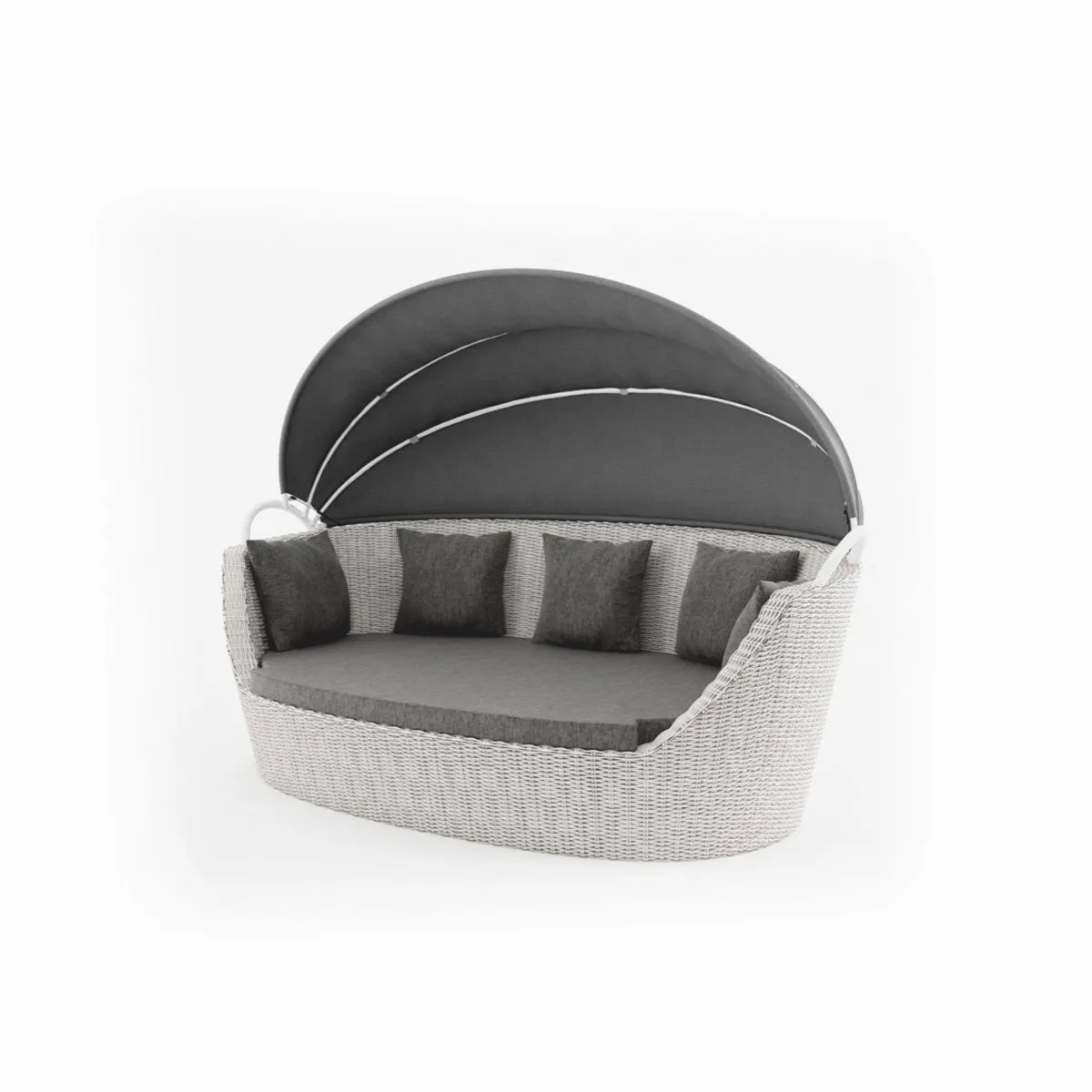 Łóżko ogrodowe z baldachimem PORTOFINO  210x140 Oltre royal białe technorattan