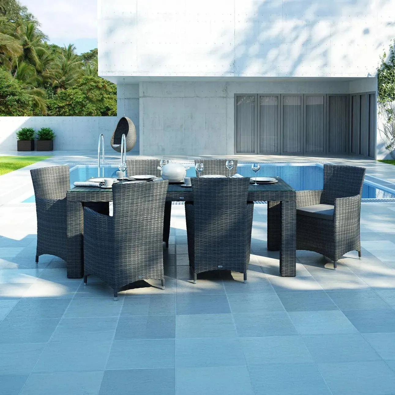 Komplet mebli ogrodowych RAPALLO   Oltre royal szary technorattan