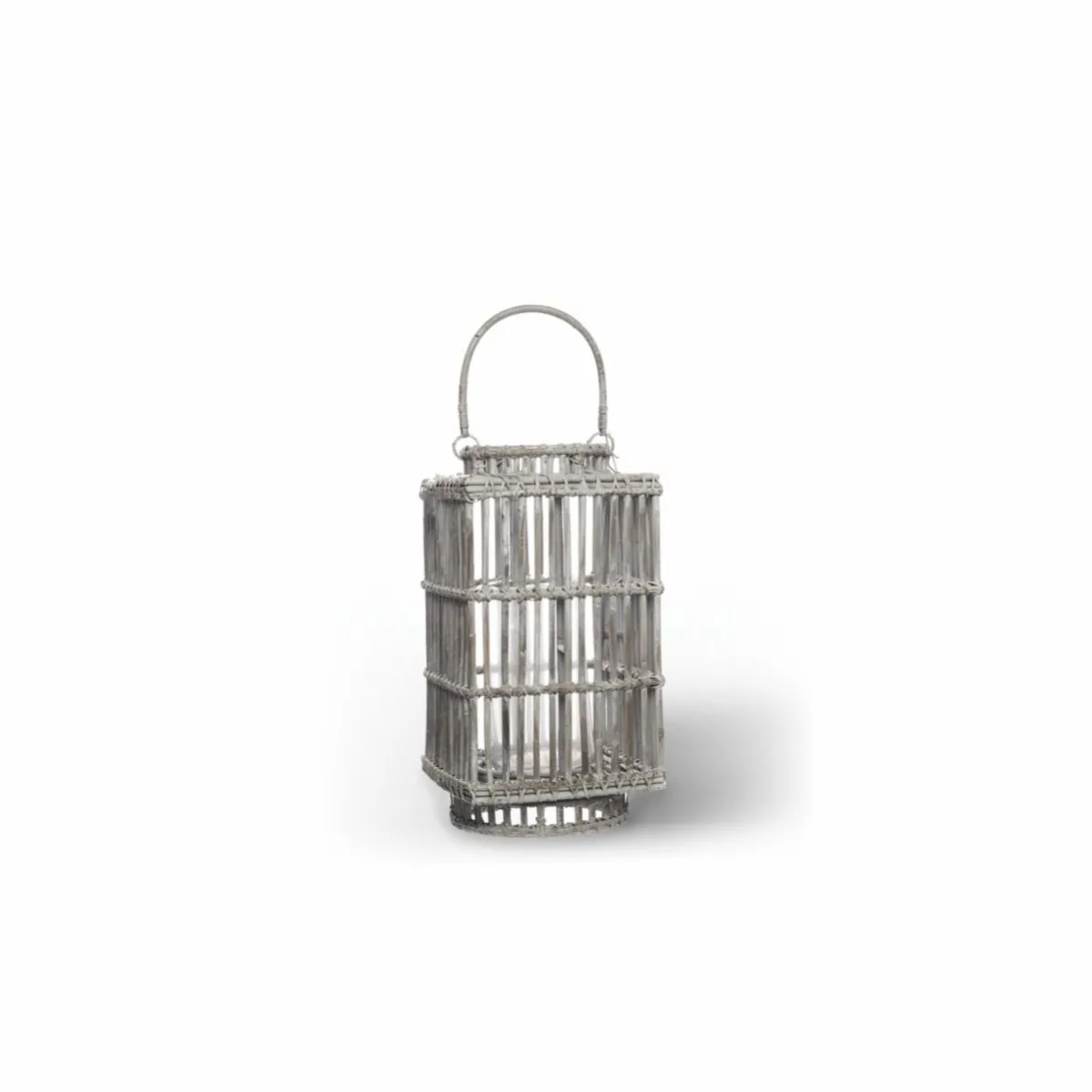 Lampion kwadratowy ROUSILLON  27x27x50 Vimine biały naturalny rattan