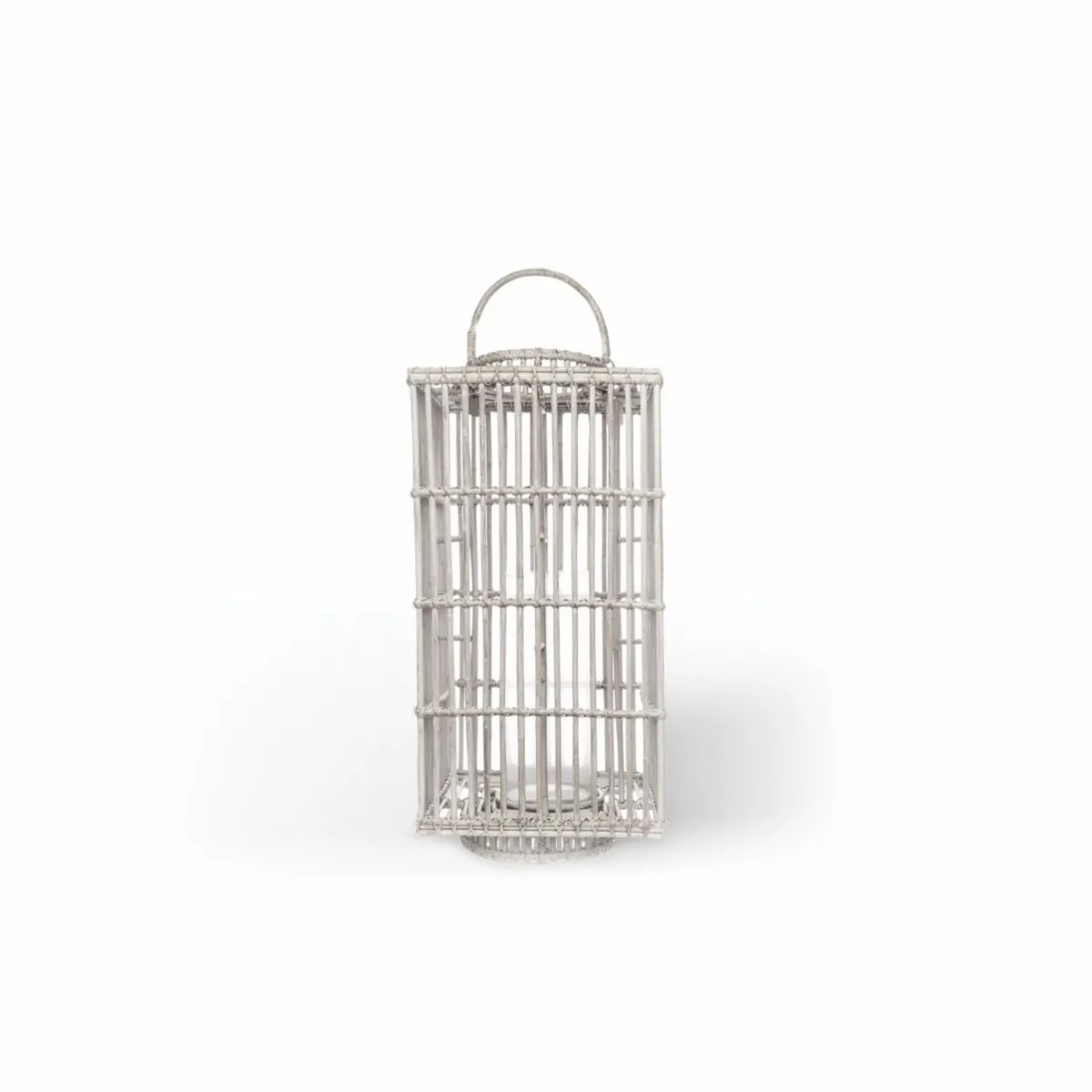 Lampion kwadratowy ROUSILLON  35x35x50 Vimine biały naturalny rattan