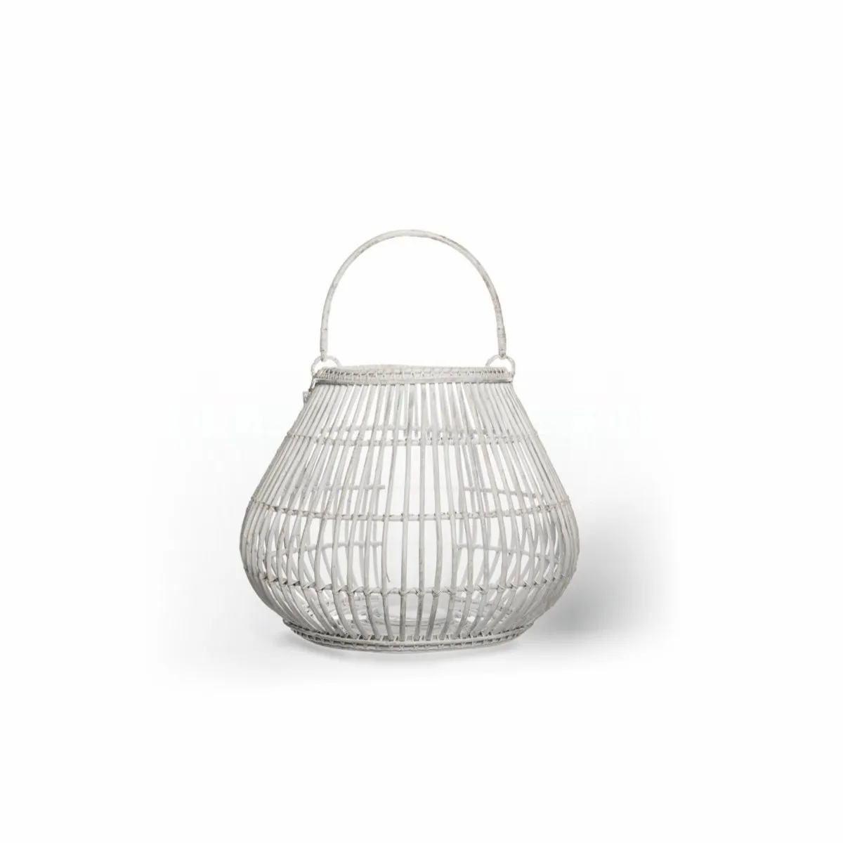 Lampion okrągły CAEN  Ø64x53 Vimine biały naturalny rattan