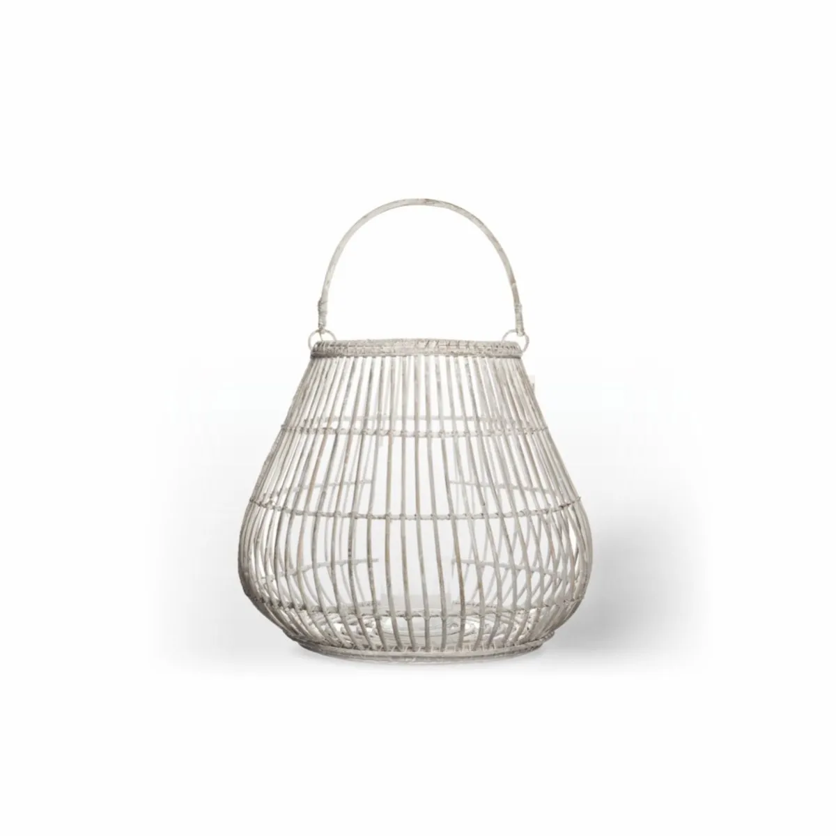 Lampion okrągły CAEN  Ø69x59 Vimine biały naturalny rattan