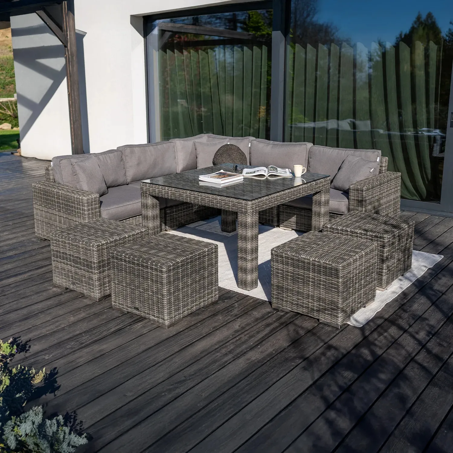 Duży zestaw mebli ogrodowych MILANO IV  Oltre royal szary technorattan