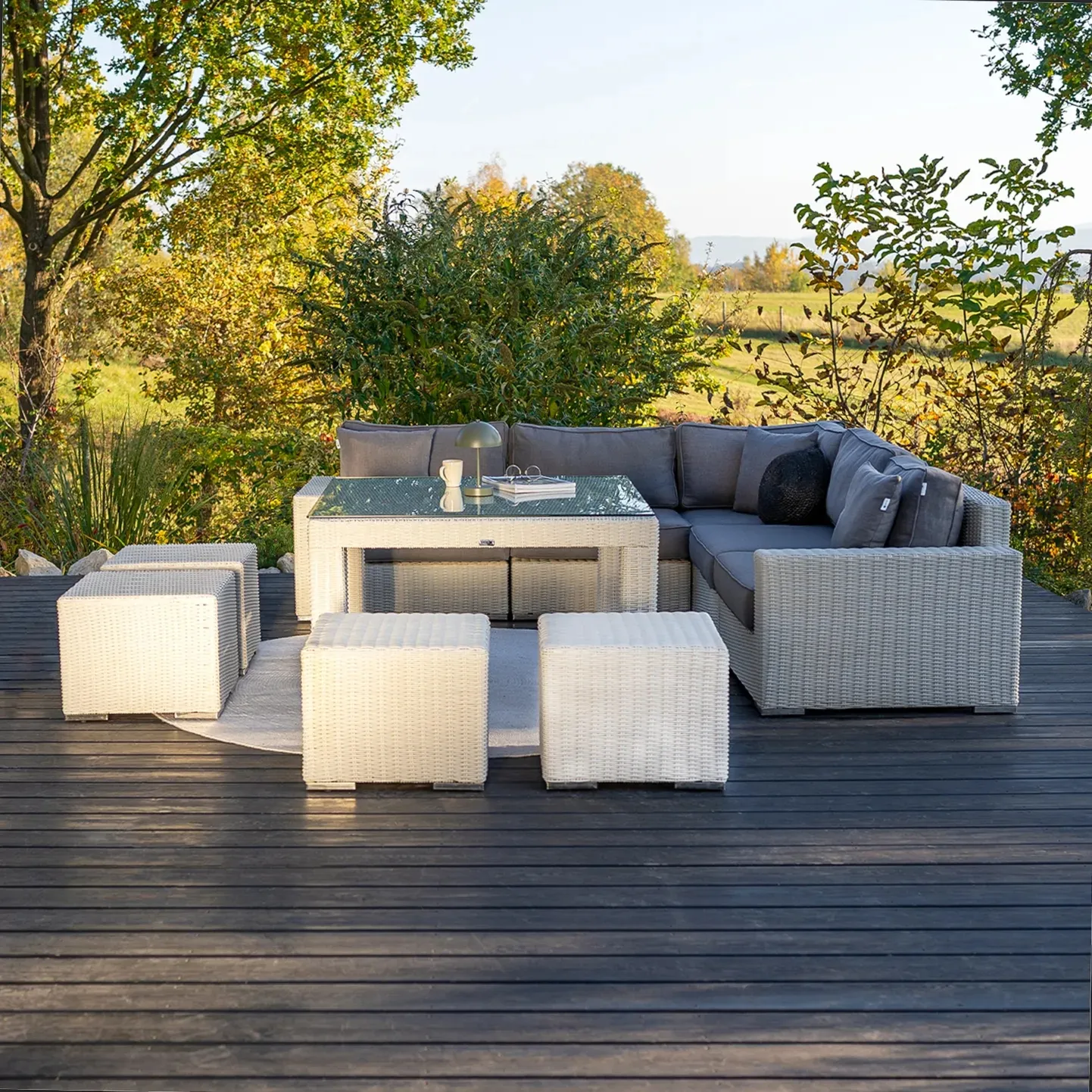 Duży zestaw mebli ogrodowych MILANO IV  Oltre royal biały technorattan