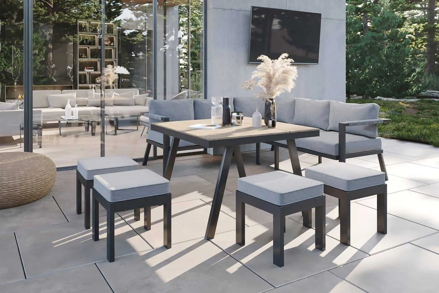Nowoczesny zestaw mebli ogrodowych GRADO II  ZUMM antracytowy aluminium