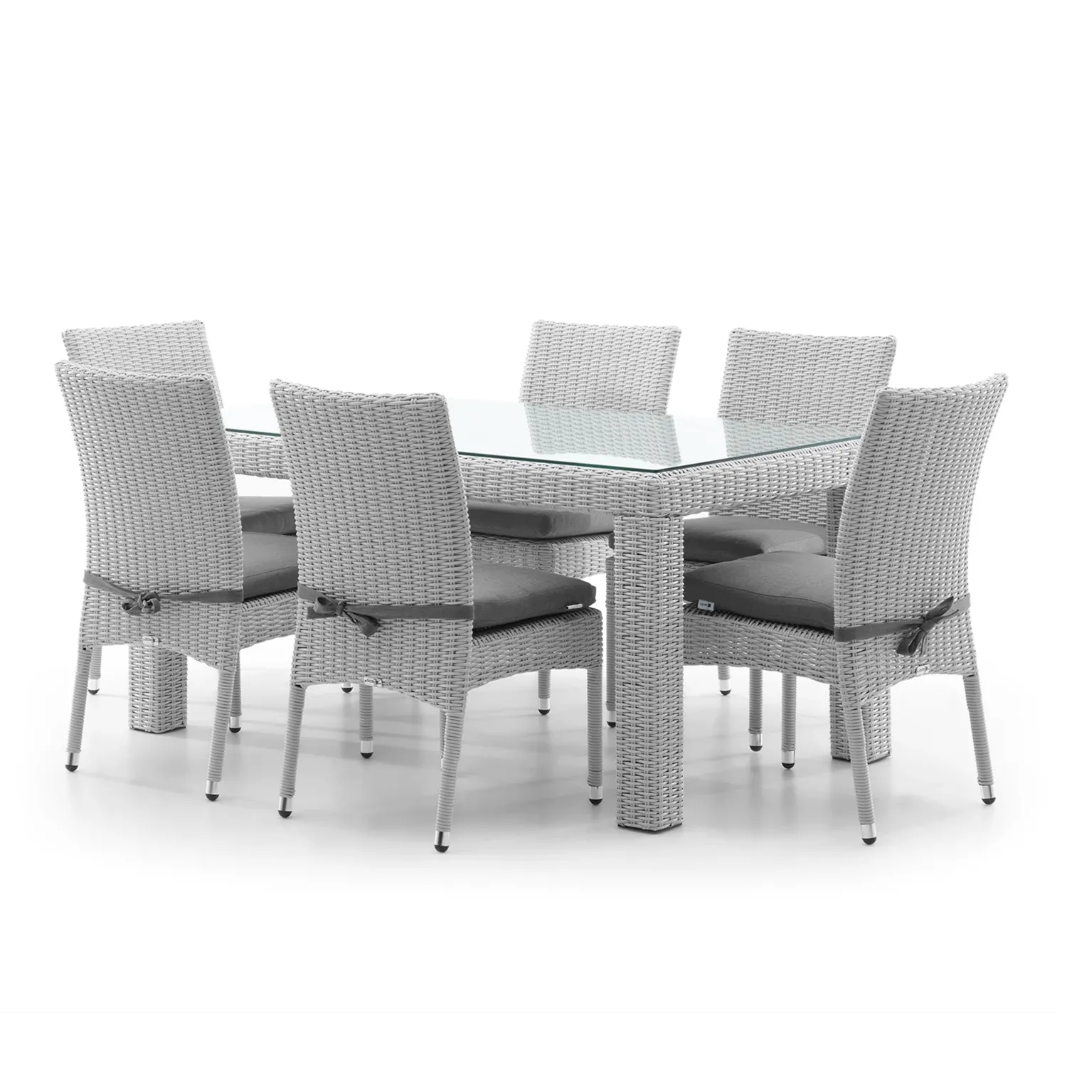 Zestaw mebli jadalnianych do ogrodu RAPALLO   Oltre royal biały technorattan