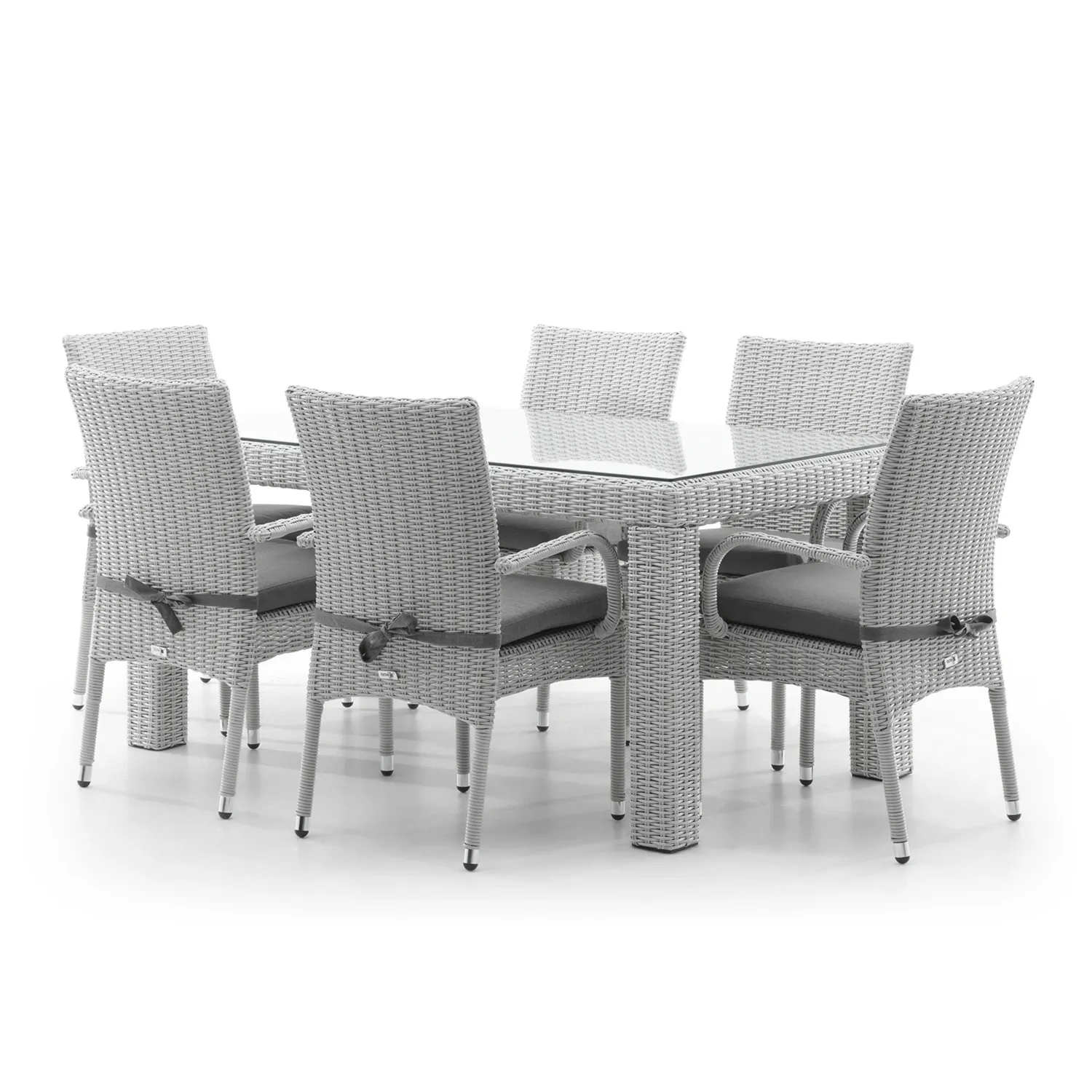 Zestaw mebli jadalnianych do ogrodu RAPALLO   Oltre royal biały technorattan