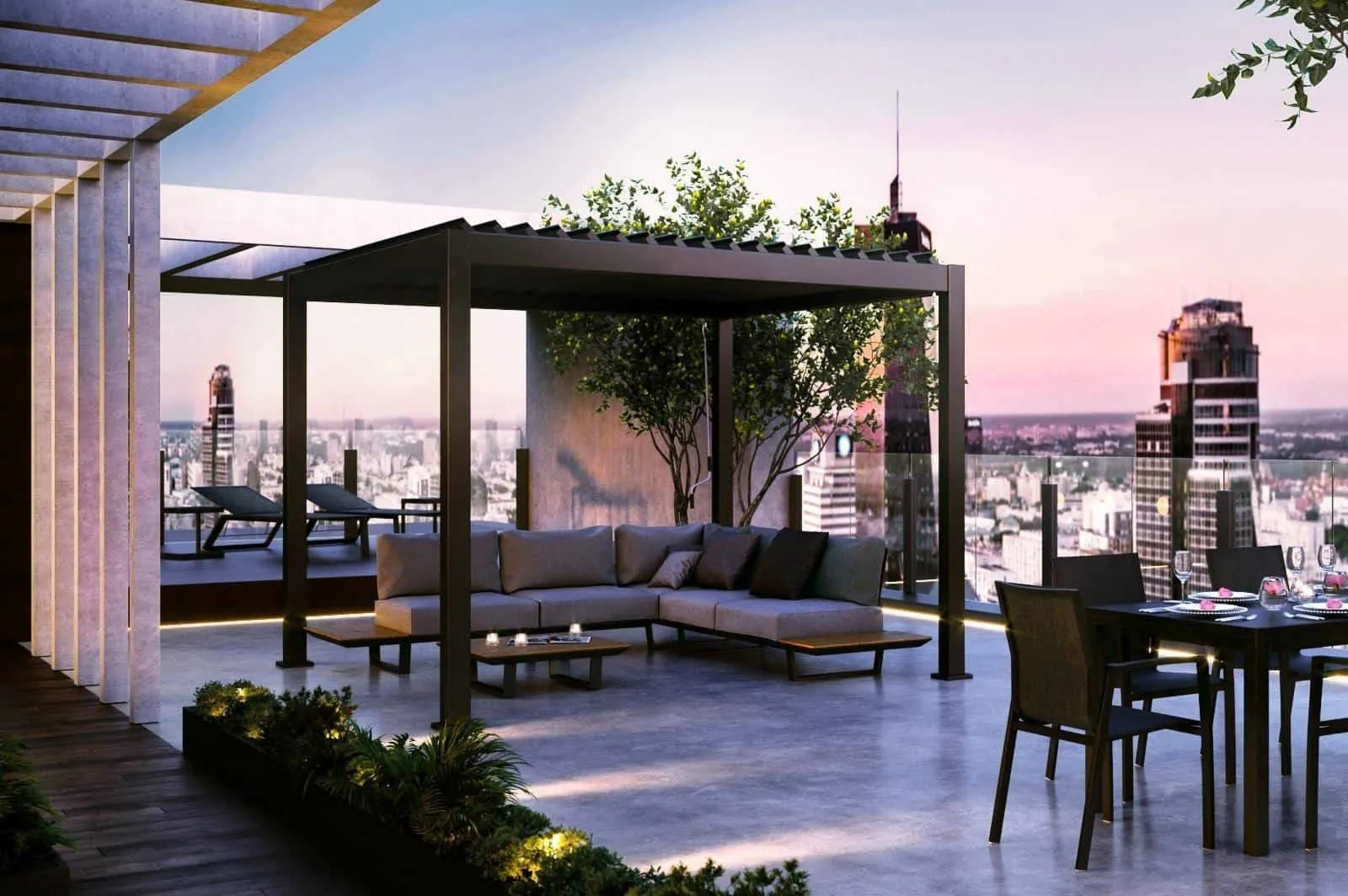 Zadaszenie tarasowe kwadratowe PERARA  300x300cm ZUMM antracytowe aluminium