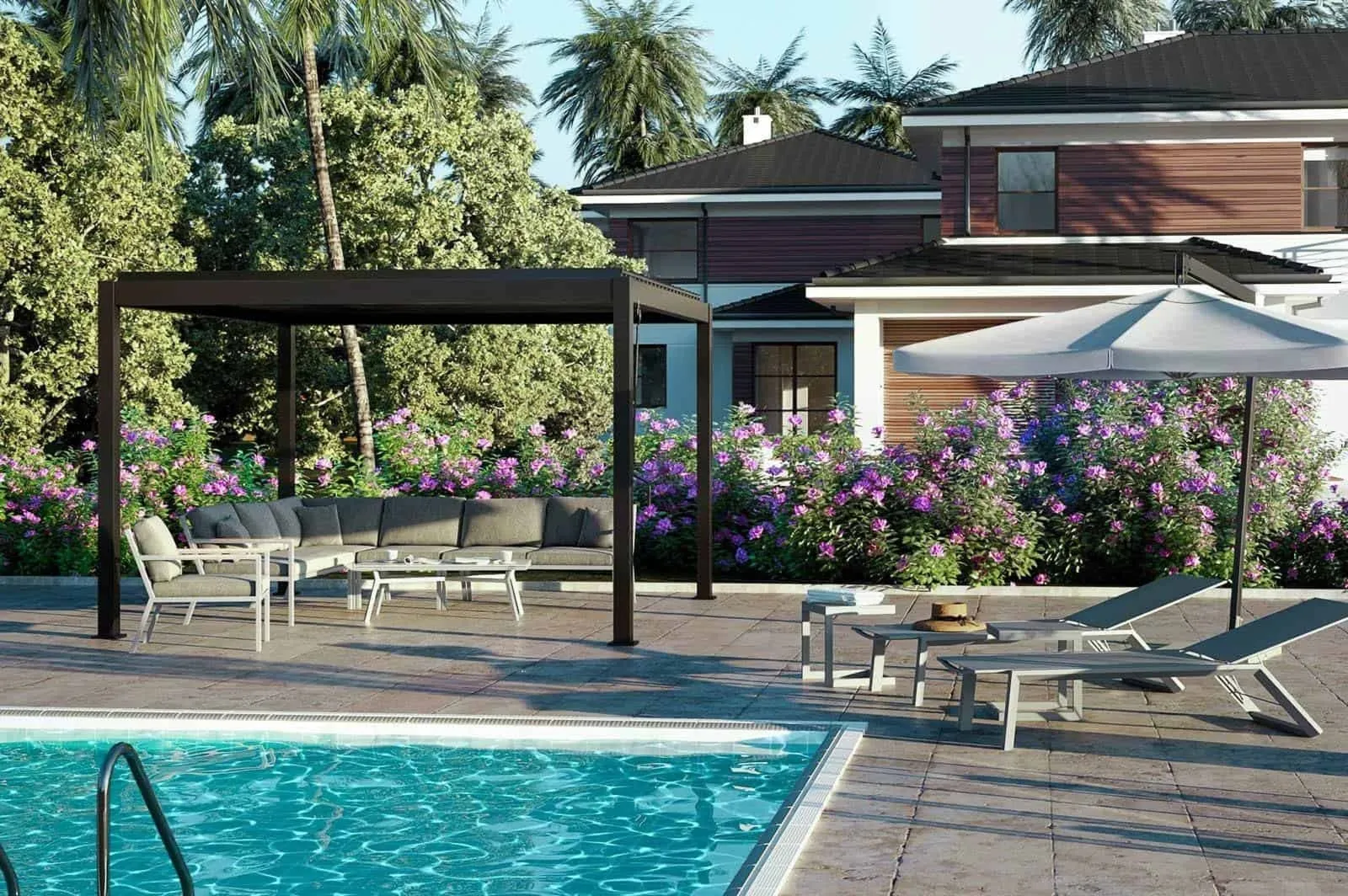 Zadaszenie tarasowe kwadratowe PERARA  360x360cm ZUMM antracytowe aluminium