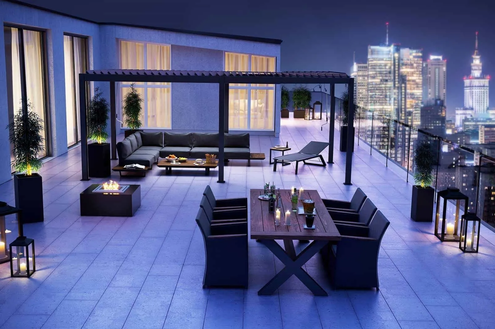 Zadaszenie tarasowe duże prostokątne PERARA  600x300cm ZUMM antracytowe aluminium