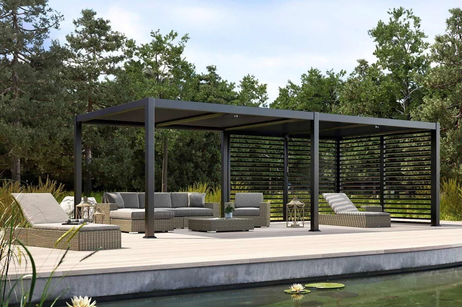 Zadaszenie tarasowe duże prostokątne PERARA  720x360cm ZUMM antracytowe aluminium