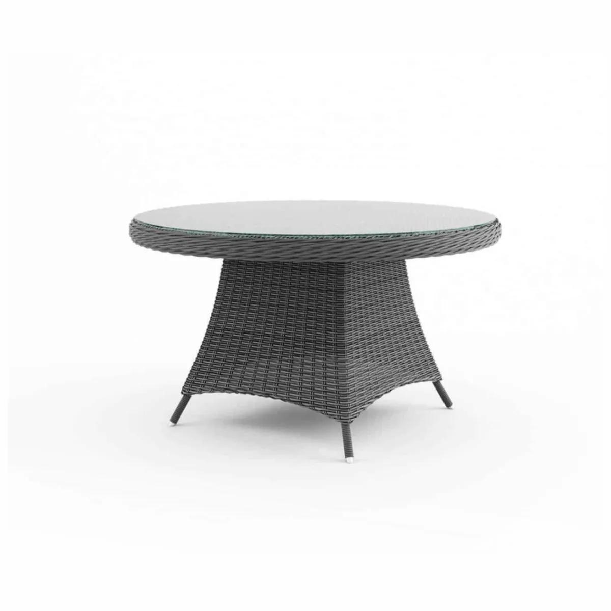 Stół ogrodowy ze szklanym blatem RONDO okragły  Ø130 Oltre royal szary technorattan