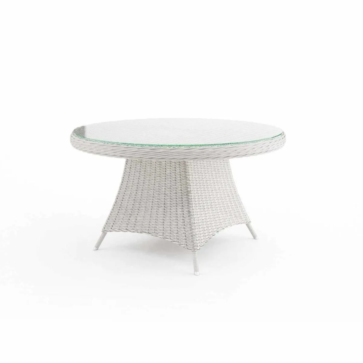 Stół ogrodowy ze szklanym blatem RONDO okragły  Ø130 Oltre royal biały technorattan