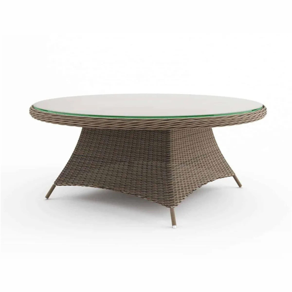 Duży stół ogrodowy RONDO okragły  Ø180 Oltre royal piaskowy technorattan