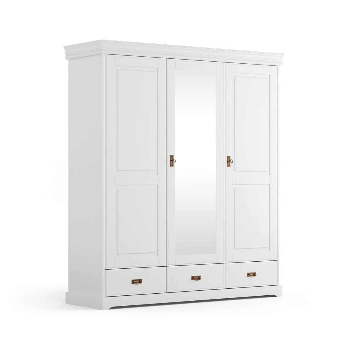 Biała drewniana szafa sosnowa Toskania 3D