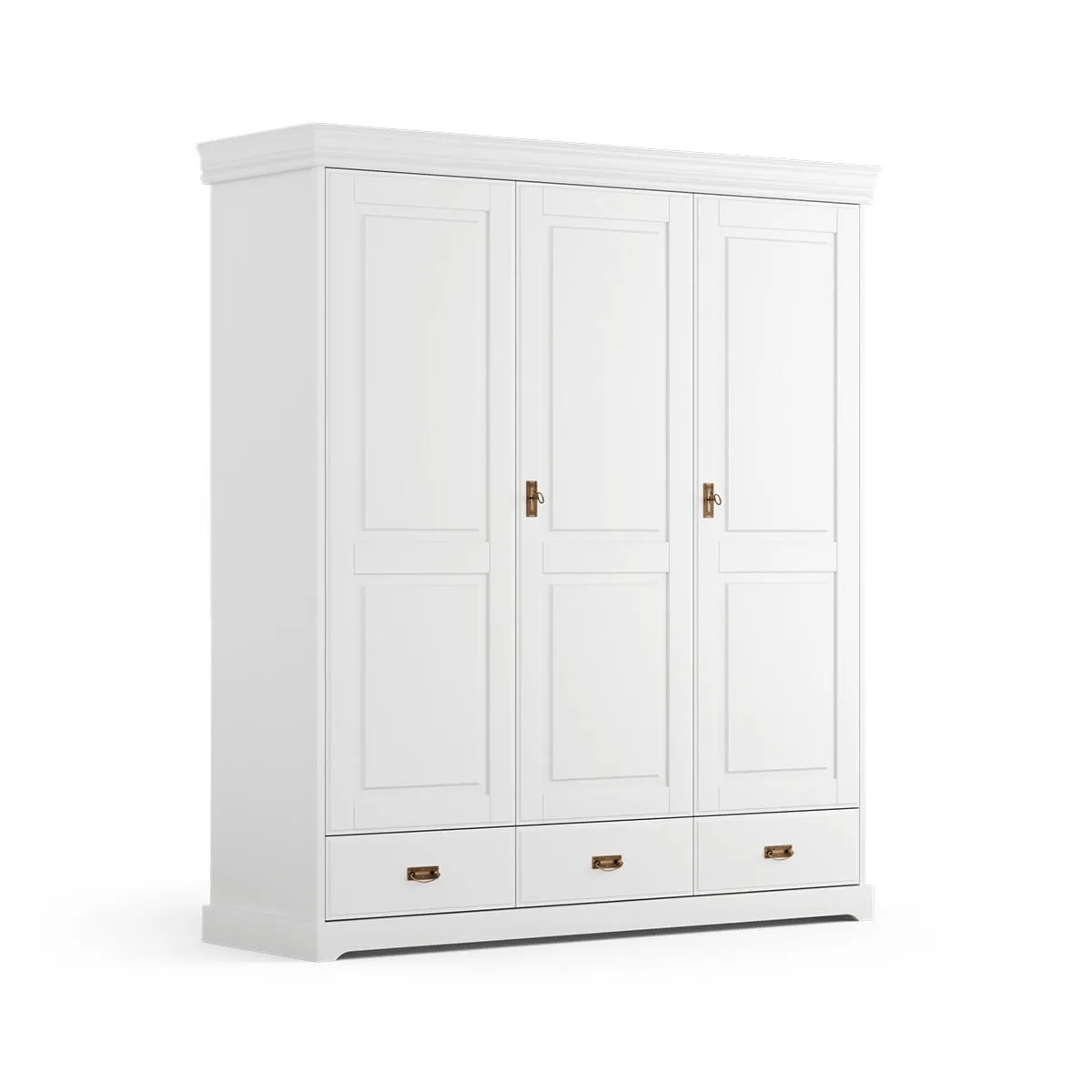 Biała drewniana szafa sosnowa Toskania 3D bez lustra