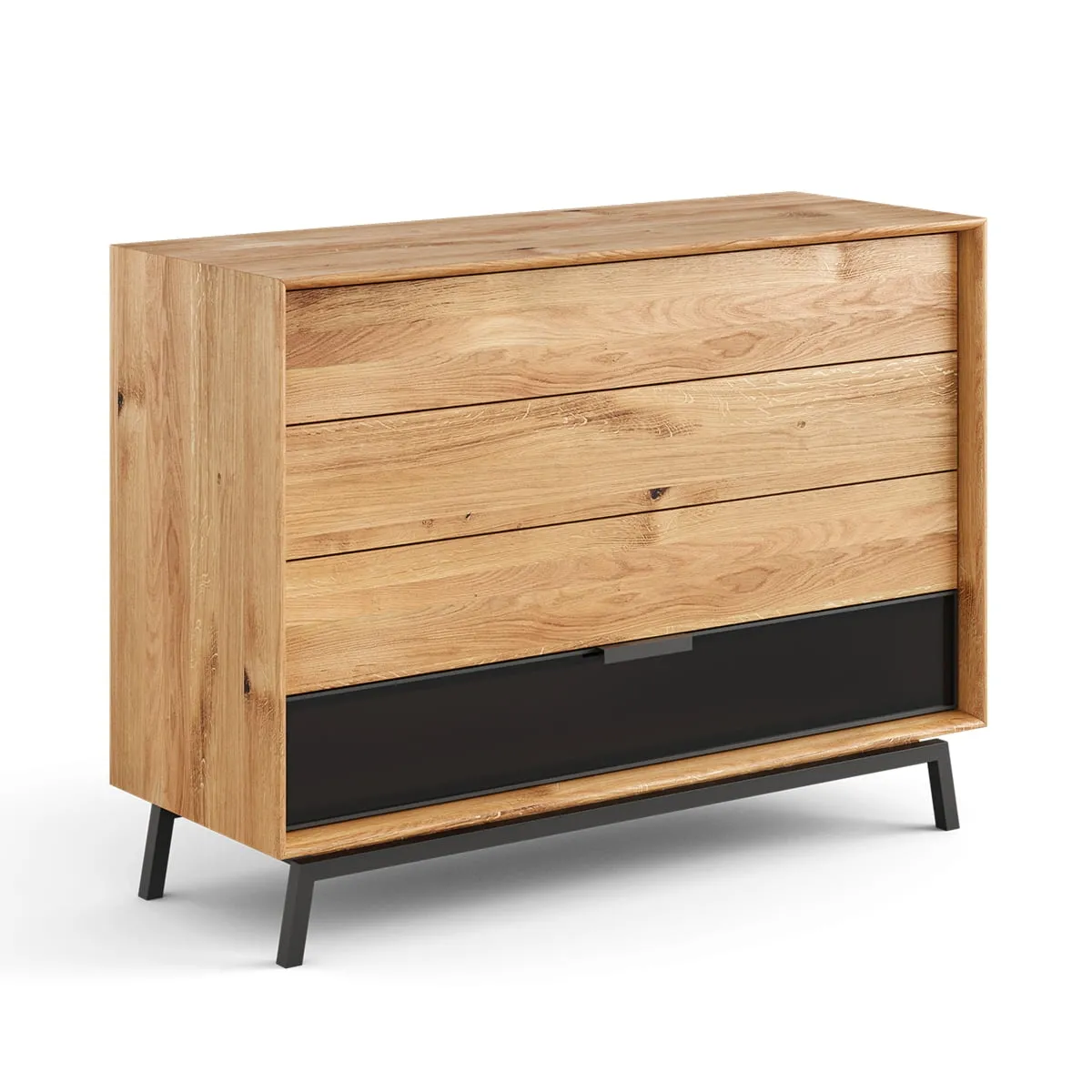 Komoda z szufladami dębowa ze szkłem Modern Loft