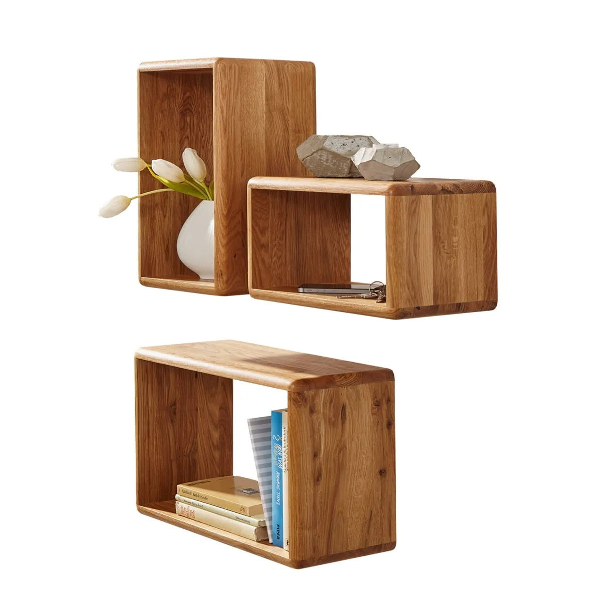 Gialo - 3 półki ścienne dębowe
