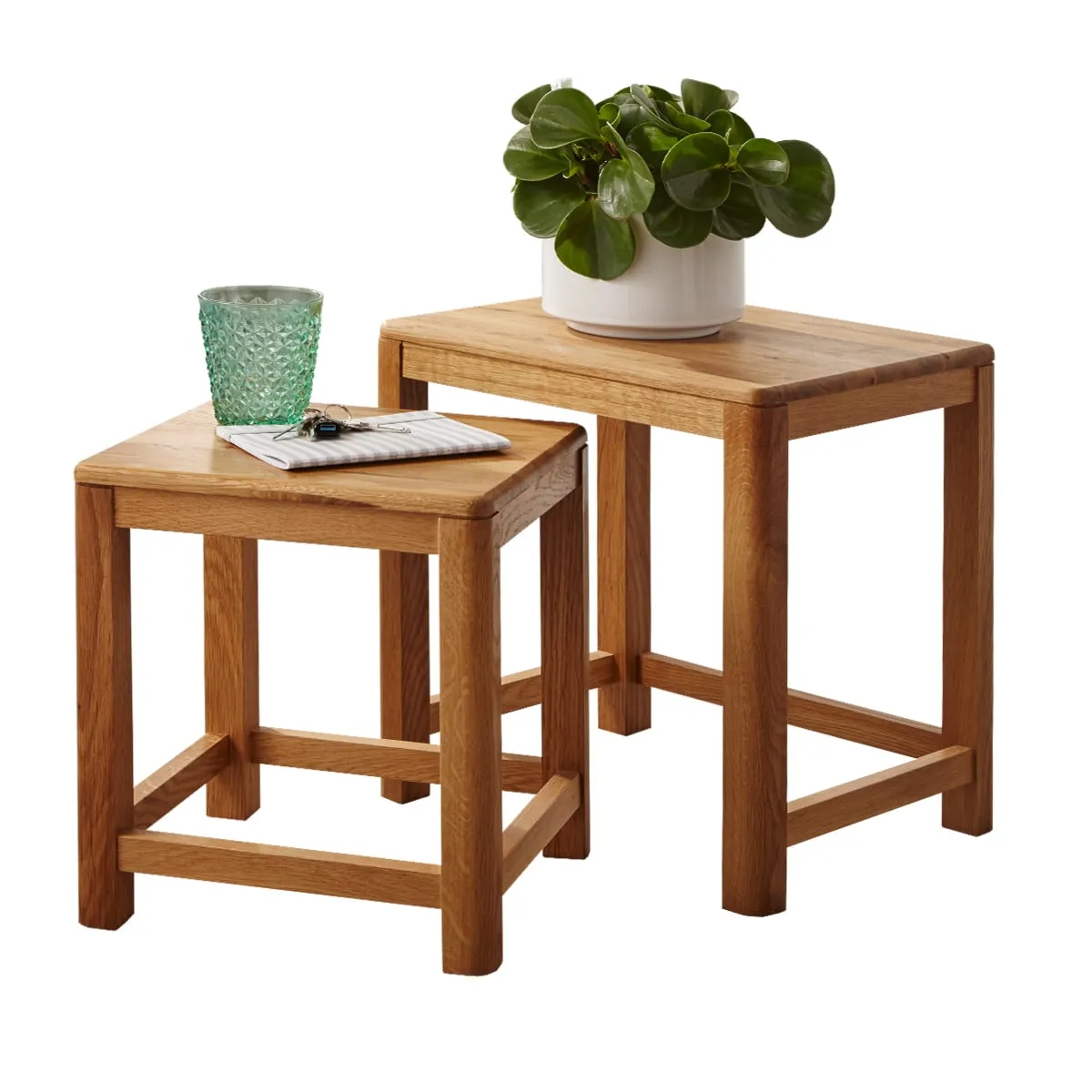 Zestaw 2 stoliki do salonu dębowe Gialo