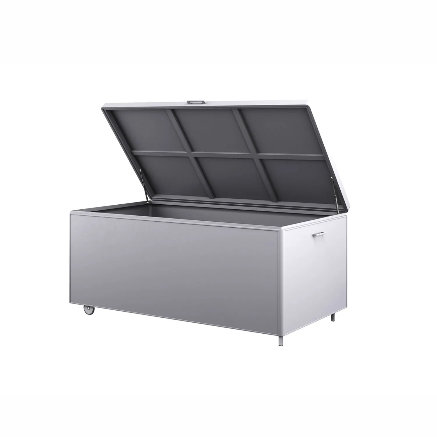 Skrzynia ogrodowa na poduszki, koce CONTENITORE 954L 160x82 ZUMM biała aluminium