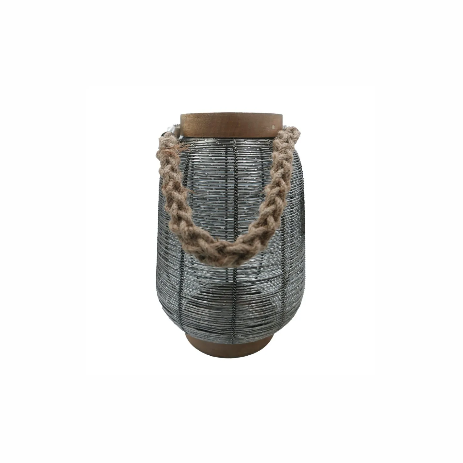 Lampion boho metalowy z drewnianym akcentem