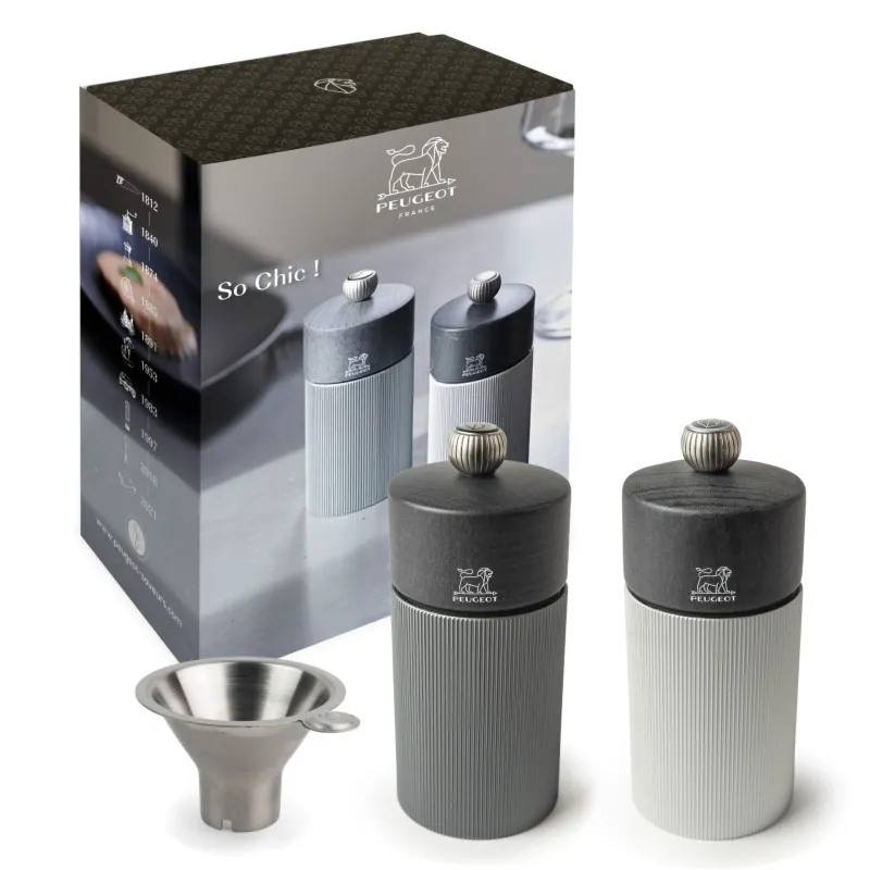 LINE CARBONE Zestaw młynków do soli i pieprzu 12cm